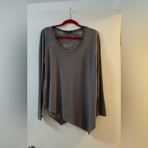 Light fabric, gray shirt size L, beautiful lace back. Abstract design.